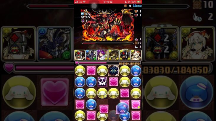 【パズドラ】灼熱チャレンジ！LvEX 裏業炎の百龍 LFミルでクリア！#パズドラ #灼熱チャレンジ