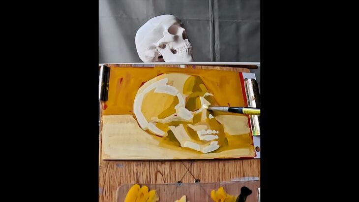 2024 09 21「メメントモリをアクリルガッシュで描く」#Short #painting #skull