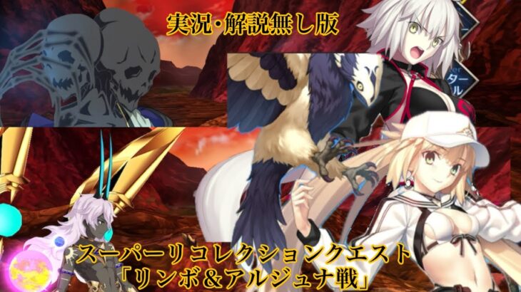 【FGO】LB4スーパーリコレクションクエスト（4/6）リンボ＆神たるアルジュナ戦 令呪1画使用 文字無し版