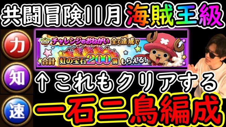 [トレクル]共闘冒険! チョッパーマンのチャレンジも同時にクリアする一石二鳥編成[力/速/知且つ博識/11月/海賊王級][OPTC]