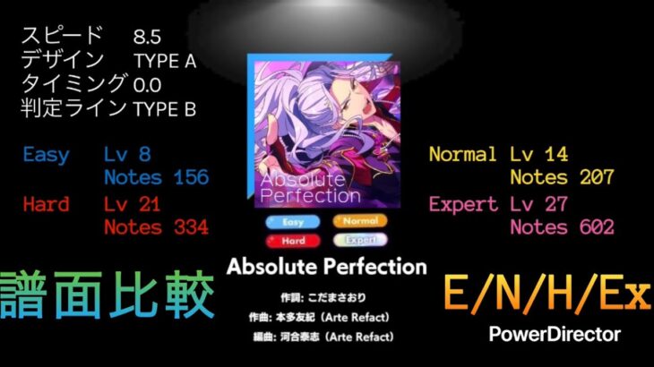 Absolute Perfection [E/N/H/Ex][PC]【あんスタmusic譜面比較】