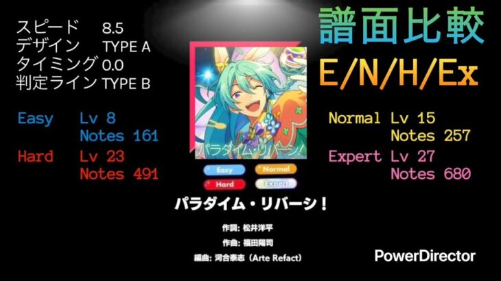 パラダイム・リバーシ！ [E/N/H/Ex][PC]【あんスタmusic譜面比較】