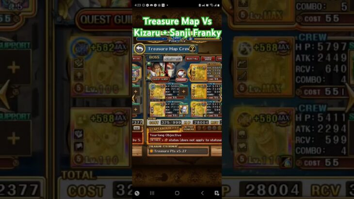 OPTC Treasure Map Vs Kizaru + Sanji Franky Teams #optc #onepiece #onepiecetreasurecruise #bandai