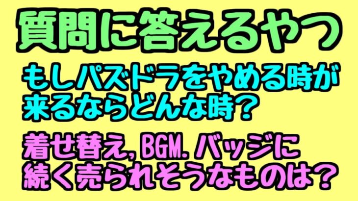 【質問回答】パズドラをやめるとしたらどんな時？  着せ替え,BGM,バッジに続く販売は何があると思う？【パズドラ雑談】