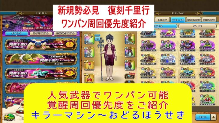 【ドラクエウォーク】【７７】新規勢必見　復刻毎日千里行の周回優先度はどこから？周回優先度とワンパン周回のご紹介（キラーマシン～おどるほうせきまで）