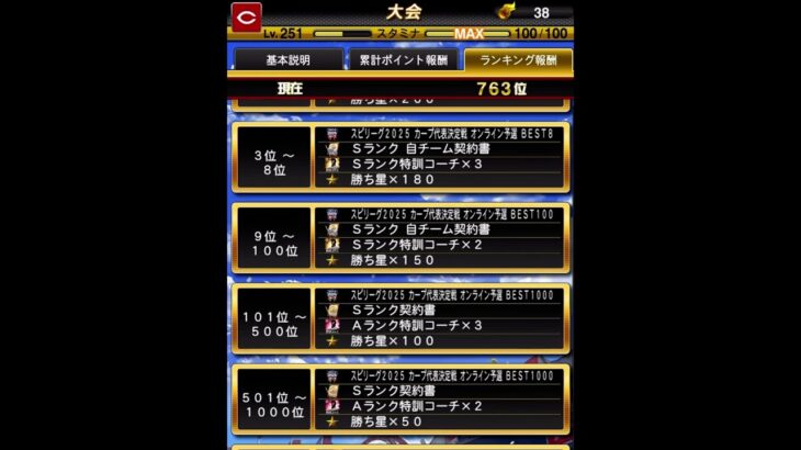 【プロ野球スピリッツA】スピリーグ1週間本当にありがとうございました！✨去年の倍以上ひたすら練習して…なんとか初リボン取る事が出来ました！😭来年はもっと上を目指せるようにします！🔥