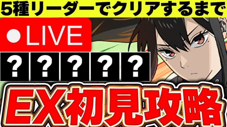 【登録者4万人間近】10月EXラッシュ初見攻略配信！！５種リーダーでクリアするまで終われない！！【パズドラ配信】