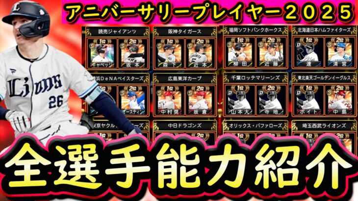 【プロスピA】アニバーサリープレイヤー全２４選手能力紹介！ボイト以外の能力が既に確定済み【プロ野球スピリッツA】