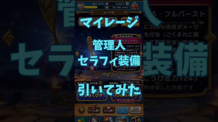 【ドラクエウォーク】管理人セラフィ装備ガチャ引いてみた#ドラクエウォーク #ドラクエウォークガチャ #shorts