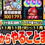 【モンスト】火曜からやることまとめ※衝撃のオーブ数※超豪華報酬GETを簡単達成方法！1周で最高300万経験値の超ランク上げ！アプデ後はコレをやろう！周回すべき降臨とキャンペーン【へっぽこストライカー