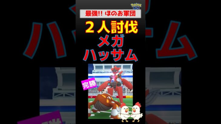 圧勝!!【メガハッサム！2人討伐】 #ポケモンgo #ポケモン #pokemongo #レイドバトル #ハッサム #ヒードラン