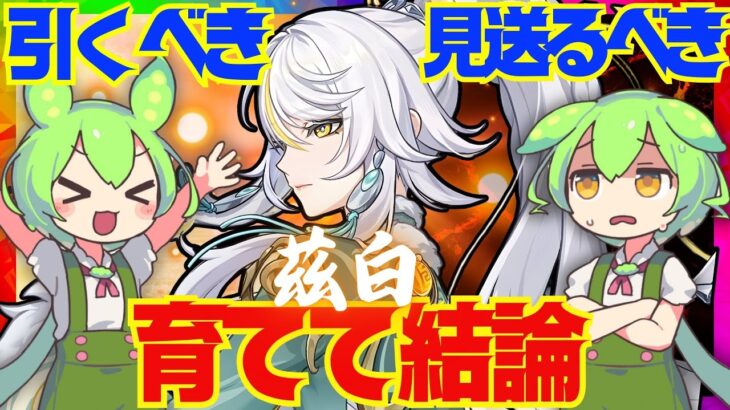 【原神】遂に実装「兹白」は強い？引くべき？育てて使ってみた上で解説をします！おすすめ編成や武器、聖遺物についてもお話します【ずんだもん】【シハク】