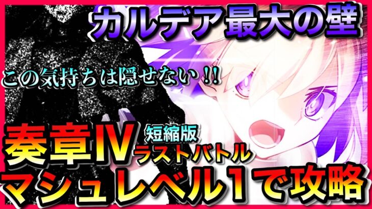 【FGO】Lv1マシュで奏章Ⅳラストバトルに挑戦！【奏章Ⅳ】