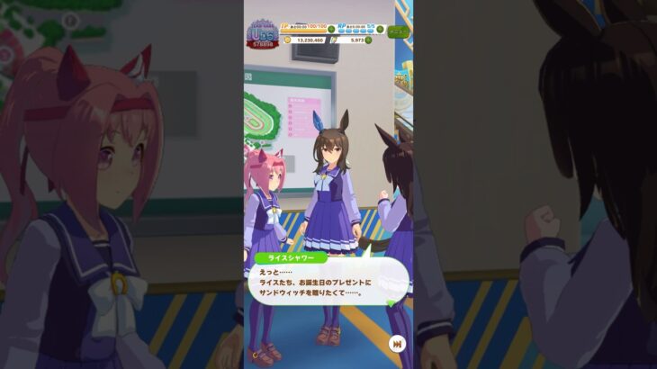 ウマ娘 プリティーダービー ハルウララとライスシャワーから誕生日プレゼントにサンドウィッチを作ってもらうことになるも個性的になりそうだったから一緒に作るアドマイヤベガ アドマイヤベガ誕生日記念