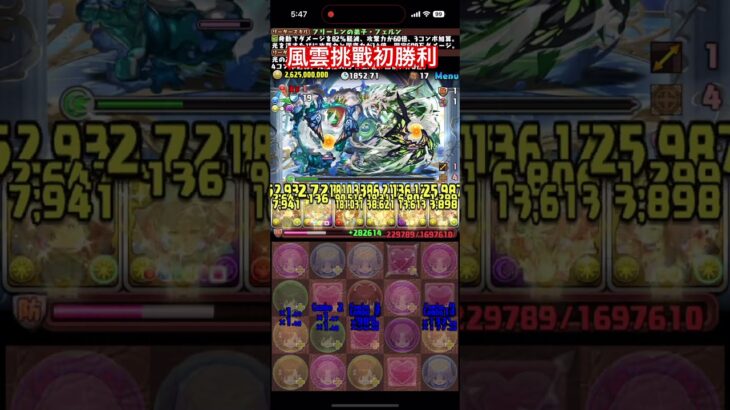 肥倫隊 「風雲」挑戰初勝#puzzleanddragons #パズドラ#PAD