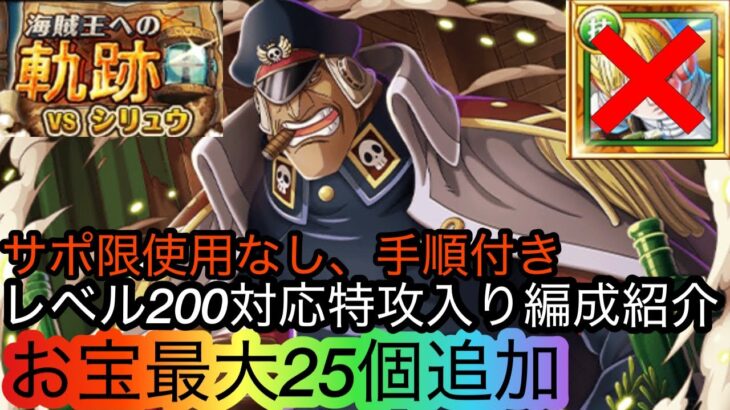 [トレクル]海賊王への軌跡VSシリュウ特攻入りレベル200対応編成紹介！お宝超特盛りの楽々編成！手順もあってすぐできる！[OPTC][海賊王への軌跡][討伐祭]