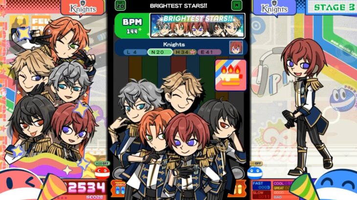 【ポップン】BRIGHTEST STARS!!（Normal）[HS 4.6,3.5] [おまけ:Knights選択&誕生日]
