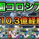 【パズドラ】全キャラプラス上げできます！1周10.3億経験値！私立パズドラ学園コロシアム！学園祭！1周4~5分台！ずらしのみ！カミラ-ミオン×ピーターパン編成でランク上げ周回！