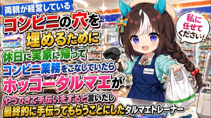 【ウマ娘】親が経営しているコンビニの穴を埋めるために休日に実家に帰ってコンビニ業務をこなしていたらホッコータルマエがやってきて手伝いをすると言いだし最終的に手伝ってもらうことにしたタルトレ