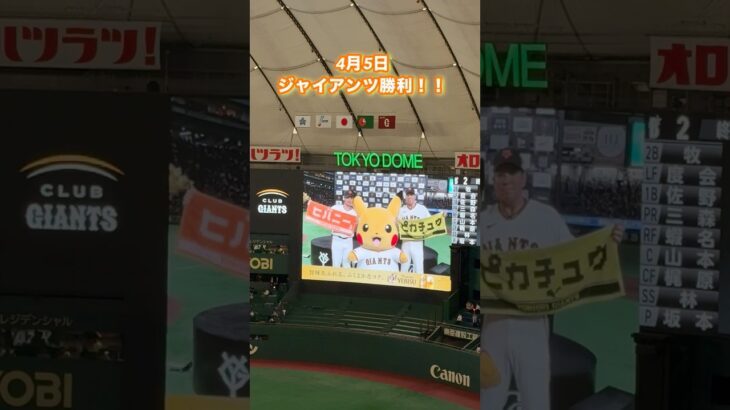 #ポケモン #巨人 #ポケモンgo #ジャイアンツ #プロ野球 #pokemon #giants #ピカチュウ #pikachu #色違い #東京ドーム #youtube #速報 #shorts