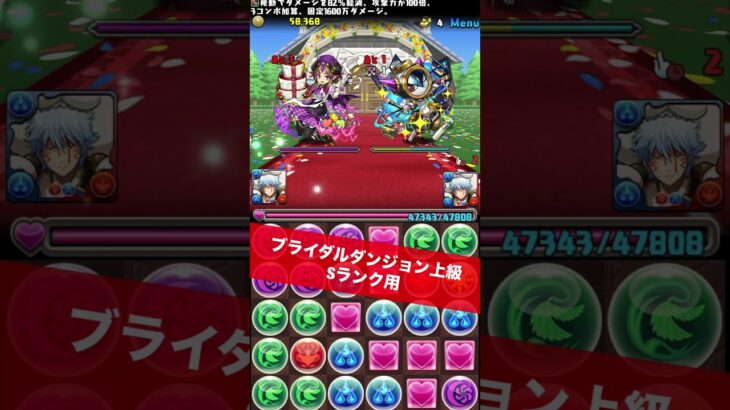 【Sランク用】ズラしのみ【#パズドラ/パズル&ドラゴンズ】 #ブライダルダンジョン #上級 #銀時