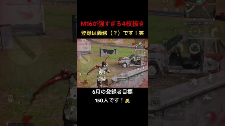 【荒野行動】M16A4で4枚抜き！登録は義務（？）ですからね！笑 #荒野行動 #荒野gogofes
