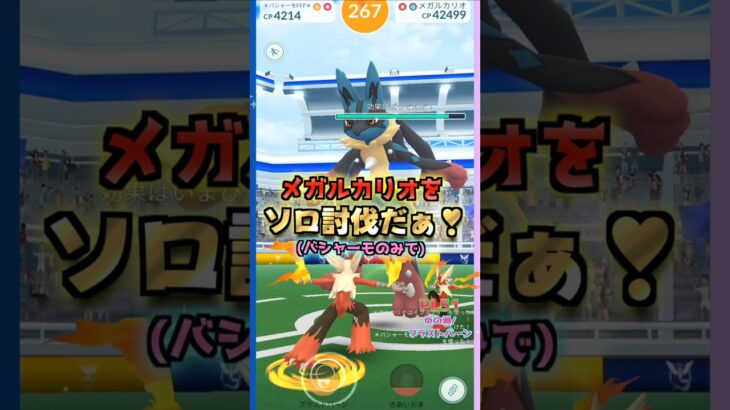メガルカリオをソロ討伐!!バシャーモver【ポケモンGO】