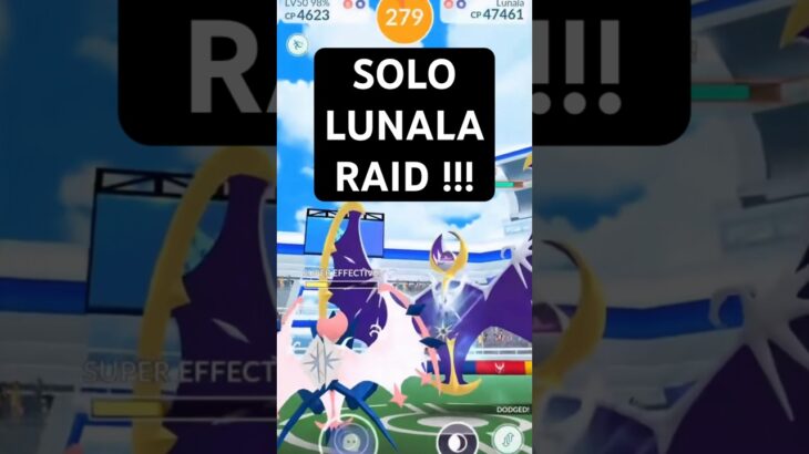 LEGENDARY SOLO RAID!!! SOLO LUNALA  RAID IN POKEMON GO!!! #shorts #pokemon