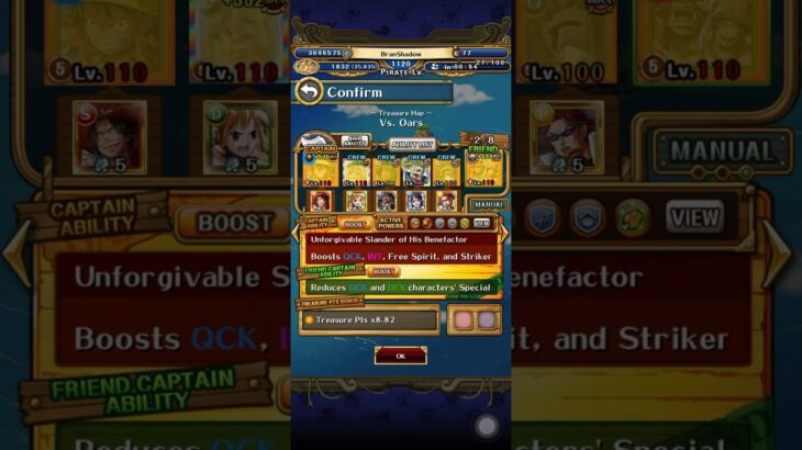 OPTC – Treasure Map vs Oars (without f2p shanks)