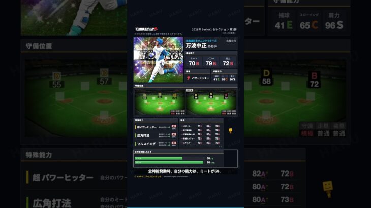 【プロスピA】#万波中正 選手 能力紹介 2026年 Series1 セレクション 第2弾（2026年8月14日更新）