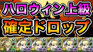 【パズドラ】3,000モンポ確定ドロップ！お菓子袋とモンポを集めよう！ハロウィンナイト！仮装祭！上級！1周1分台！ずらしのみ編成で高速周回！
